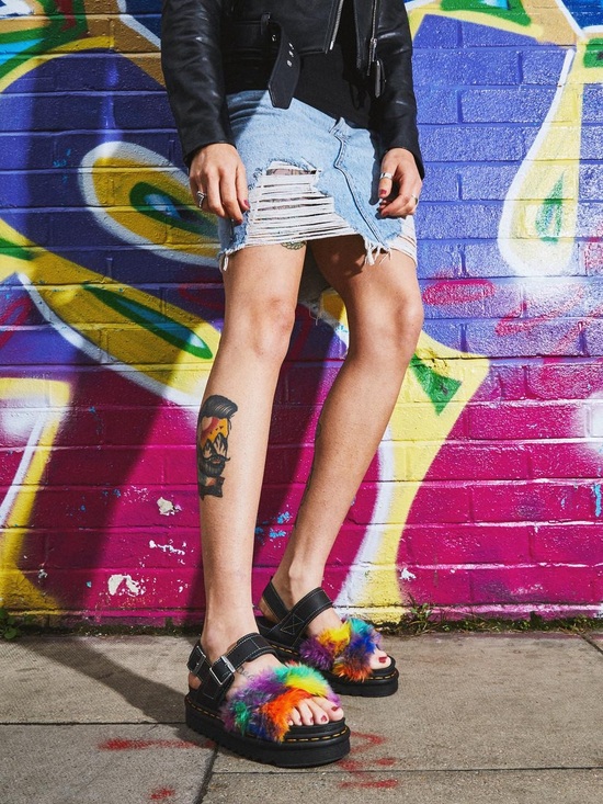 Dr. Martens Shoes - Dr. Martens VOSS II FLUFFY FAUX FUR STRAP SANDALS